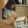 девочка и щенок с книгой